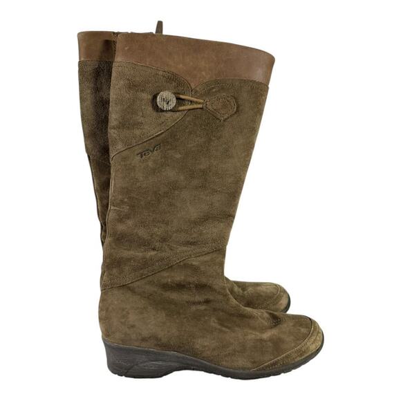 Teva Shoes - Teva SN 4326 Women’s 6 Suede Leather Tall Waterproof Winter Boots Brown Knit